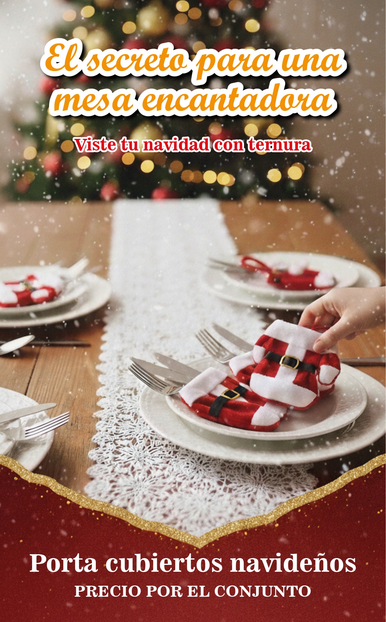 🎅🏻🎄PORTA CUBIERTOS NAVIDEÑOS CONJUNTO PAPANOEL