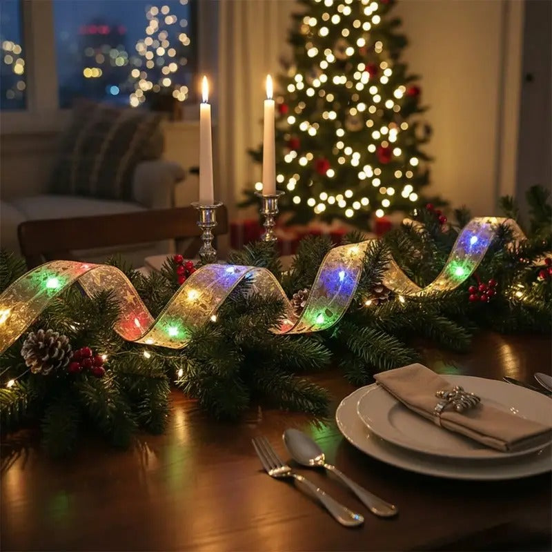 ARBOL DE NAVIDAD 2.10 + 2 CINTA LED NAVIDEÑA + 1 CJA. LUCES NAVIDEÑAS 3metros + 2 LAMPARAS NAVIDEÑAS