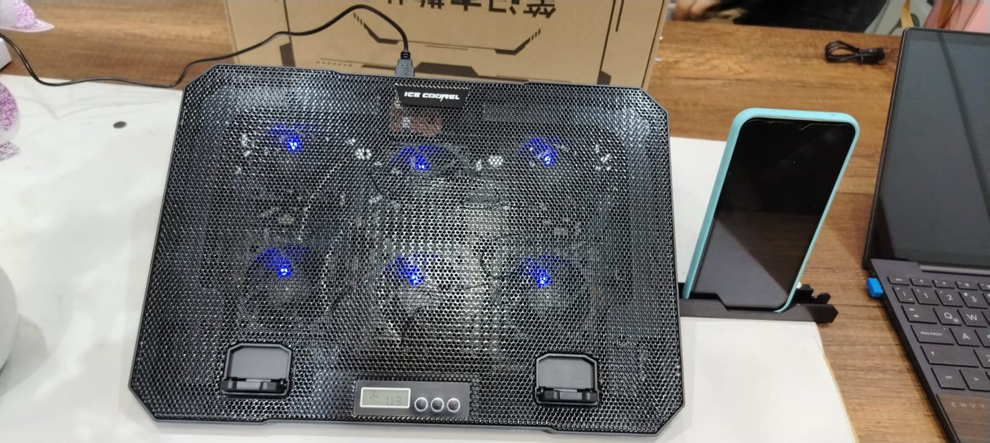 ❄️📱DUO: COOLER PARA LAPTOP 6 VENTILADORES + SOPORTE DE METAL PARA CELULAR🧊📲