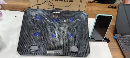 ❄️📱DUO: COOLER PARA LAPTOP 6 VENTILADORES + SOPORTE DE METAL PARA CELULAR🧊📲